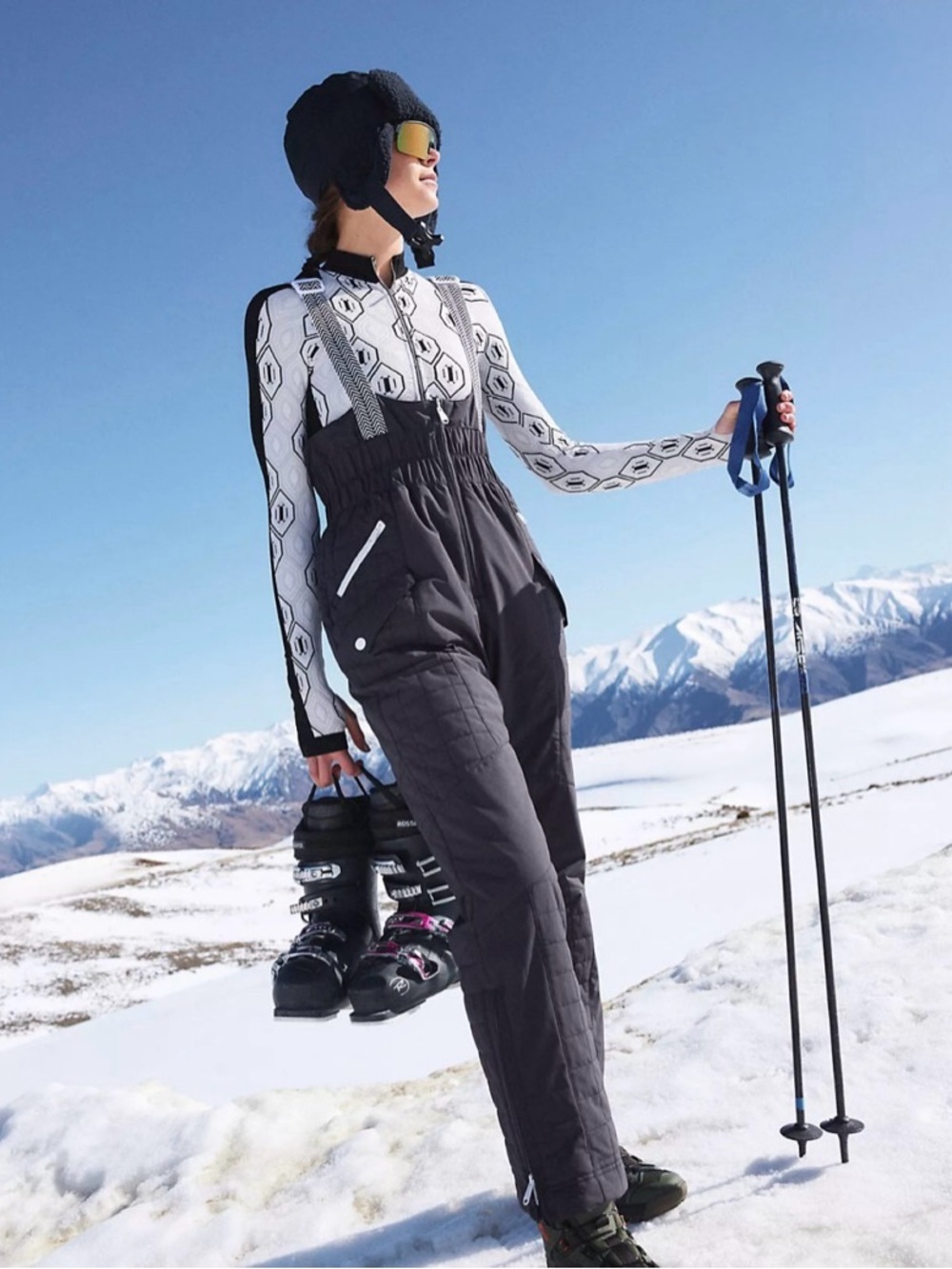 FREE PEOPLE FP Movement All Prepped Ski Snow Bib NEW Size L Black